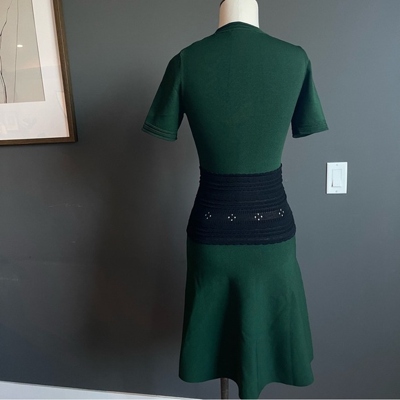 Sandro Paris Brandy Banded Waist Knit Dress – Emerald Green (Size 2 / XS) - Picture 8 of 14